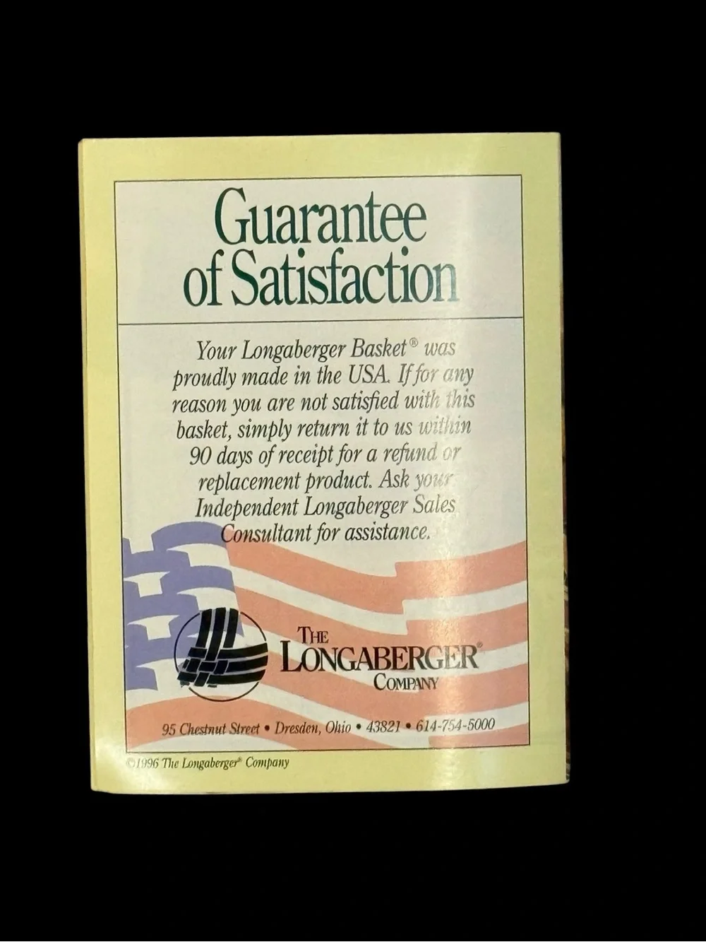 LONGABERGER FATHERS DAY Basket 1997 PERSONAL ORGANIZER- PROTECTOR/ LINER